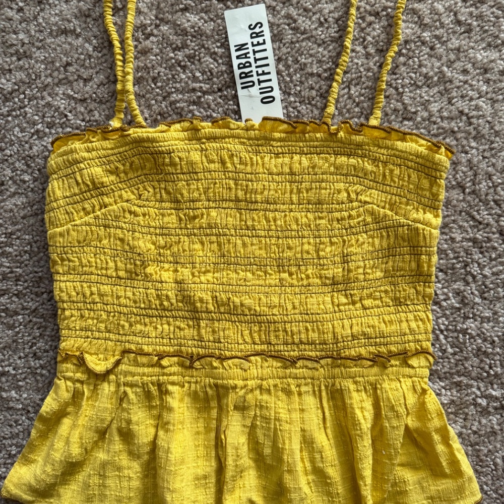 NWT Urban Outfitters Gold Smocked Camisole